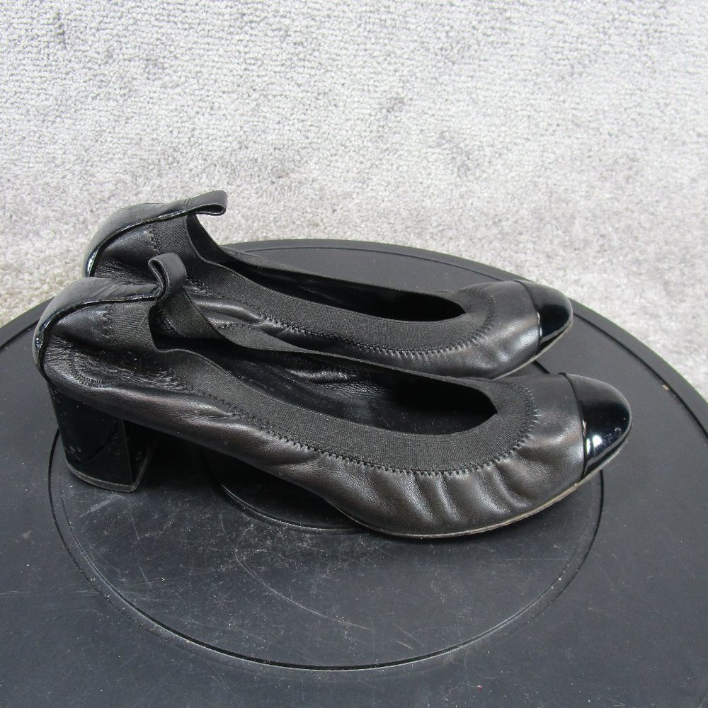 Chanel Heels Womens Size 38.5 Eu 8 Us  Black Leather Stretch Spirt Heels